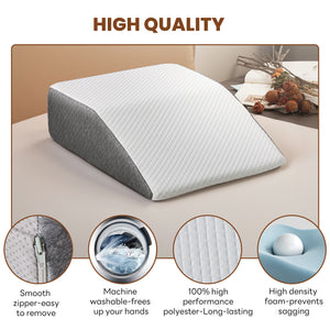 Wedge Pillow for Sleeping, Memory Foam Body Pillow for Acid Reflux, Neck & Back Pain Relief, Post-Surgery Recovery & Snoring Reduction, 7Inch