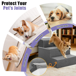CONCETTA Pet Stairs Ramp, High-Density Foam Dog Cat Steps, Non-Slip Indoor Ladder for Couch, High Beds, Sofa, Gray