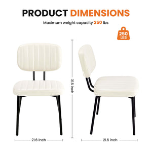 CONCETTA Dining Chairs Set of 2, Modern Kitchen Dining Room Accent Chairs with Faux Leather Cushion Seat & Metal Legs for Kitchen, Living Room