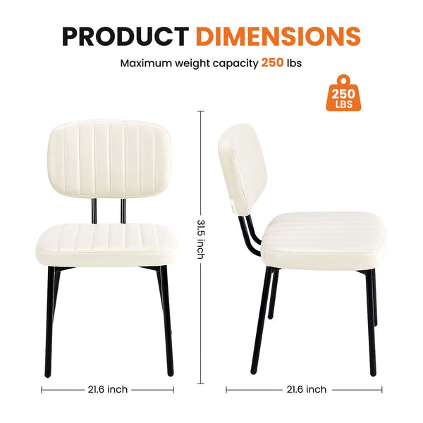 CONCETTA Dining Chairs Set of 2, Modern Kitchen Dining Room Accent Chairs with Faux Leather Cushion Seat & Metal Legs for Kitchen, Living Room