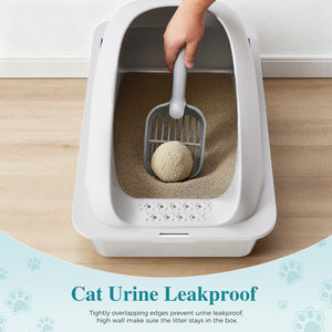 CONCETTA 24in Stainless Steel Cat Litter Box with Lid, Large Cat Litter Box for Cats, High Wall Sides, Anti-Urine Leakage, Easy Cleaning, Scoop and Mat Included