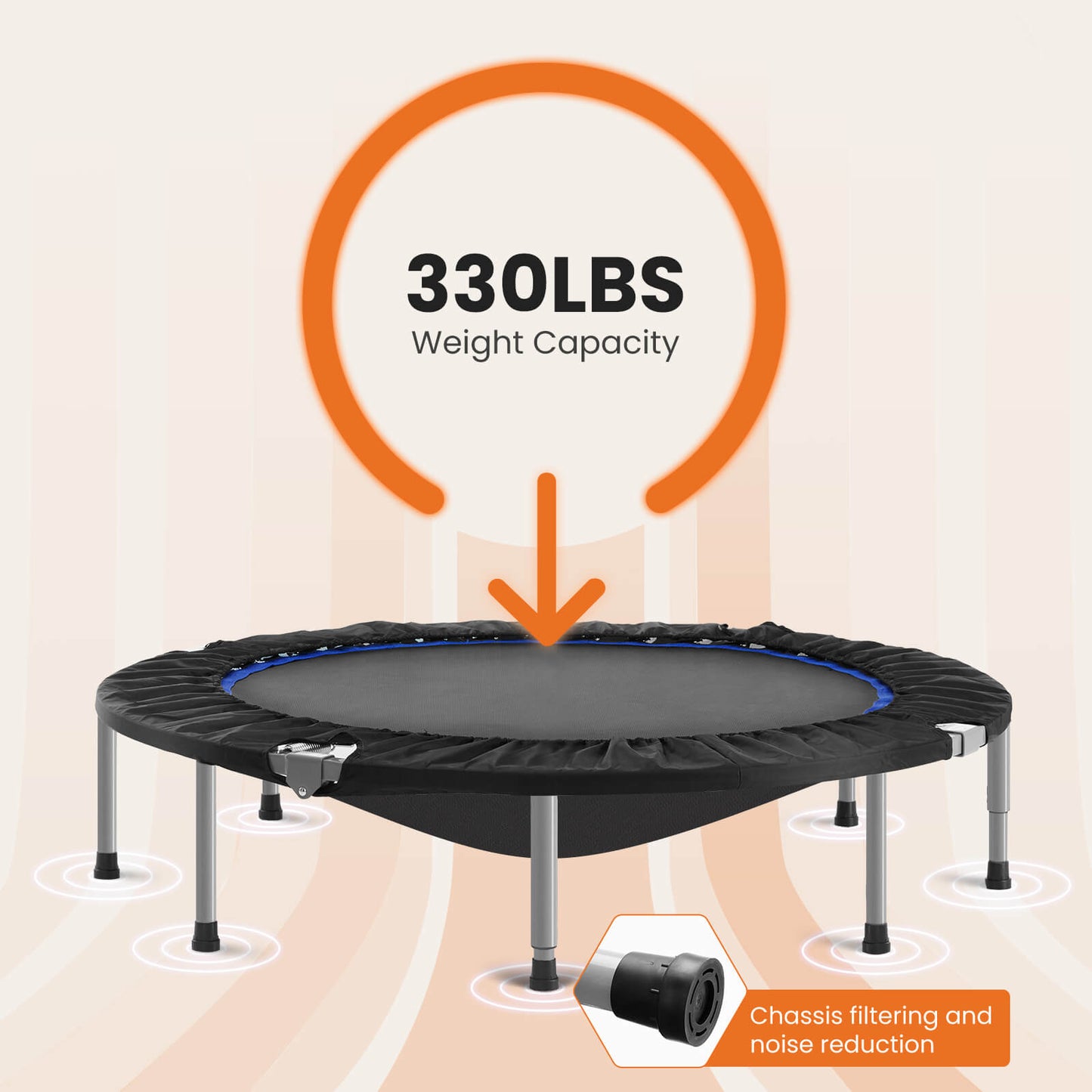 JOINSUN 40"/48" Foldable Mini Trampoline for Adults, Rebounder Trampoline for Adults with Adjustable Bar（副本）