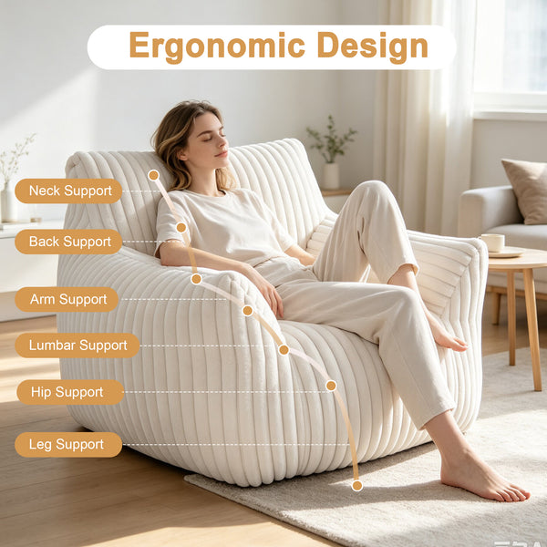 CONCETTA Bean Bag Chair, Bean Bag Sofa with High Rebound Foam Filling, Soft and Durable Lounge Chair for Living Room, Bedroom and Dorm