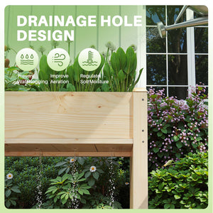 CONCETTA Wooden Raised Garden Bed - Elevated Planter Box with Drainage & Liner for Backyard/Patio/Balcony