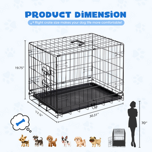 JOINSUN Single-Door Folding Dog Crate, Portable Small Cage with Leak-Proof Pan Tray, Black