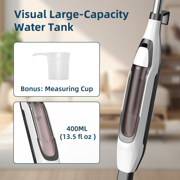 CONCETTA Hard Floor Steam Mop with Dual Cleaning Heads, 3 Steam Modes, LED Headlights