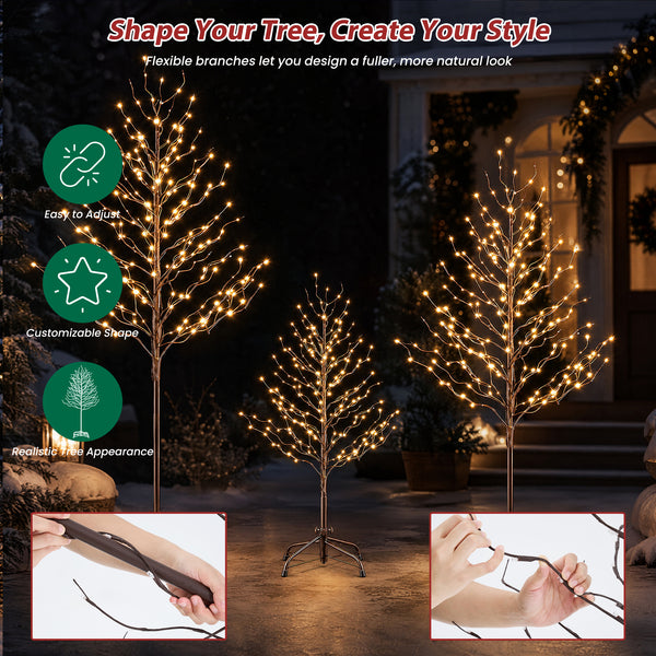 CONCETTA Lighted Star Tree, Christmas Tree with Warm White LED Lights, Adjustable Branches for Indoor Outdoor Yard Porch Decor