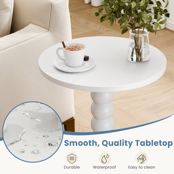 CONCETTA Modern Round Side Table, Accent End Table with Solid Wood Spindle, Small Drink Table for Living Room, Bedroom, Couch, Office