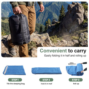 CONCETTA Lightweight Double Sleeping Bag for Adults in Cold & Warm Weaher, Waterproof & Machine Washable for Camping/Backpacking/Hiking