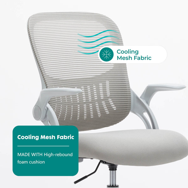 CONCETTA Office Computer Desk Chair, Ergonomic Chair with Flip-up Armrests and Lumbar Support, Height Adjustable, Breathable Mesh Back
