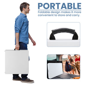 CONCETTA Outdoor Indoor Portable Folding Table, Heavy Duty Foldable Table, Carrying Handle for Camping Picnic