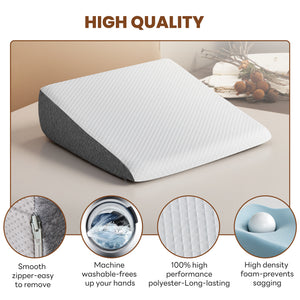 CONCETTA Wedge Pillow for Sleeping, Memory Foam Body Pillow for Acid Reflux, Neck & Back Pain Relief, Post-Surgery Recovery & Snoring Reduction,