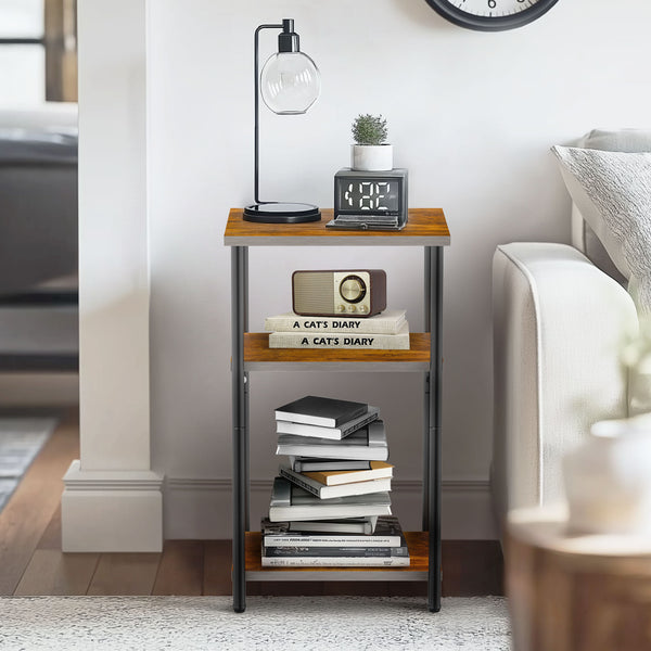 CONCETTA End Table with 3 Shelves, 2PC Narrow Nightstand for Small Spaces, Easy Assembly, Ideal for Living Room and Bedroom