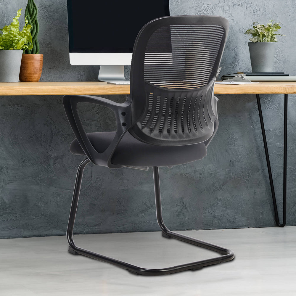 CONCETTA Ergonomic office chair - with storage basket, no wheels, breathable back, suitable for office, bedroom, living room.