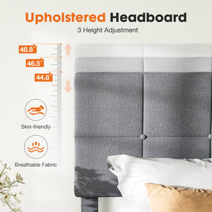 JOINSUN Platform Bed Frame with Headboard-No Box Spring Needed, Linen Upholstered Bed Frame with Wood Slats Support, Noise Free