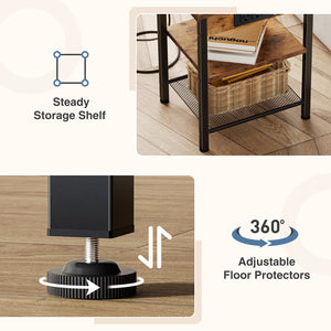 CONCETTA 3 Tier Nightstand with Charging Station, Bedside End Table for Bedroom Living Room
