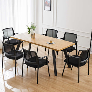 CONCETTA Mesh Back Arm Upholstered Fabric, Sturdy Metal Stacking Chairs, Easy to Use and Store, Outdoor and Indoor, for Home