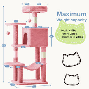CONCETTA 44in Multi Level Cat Tree Tower,Cat Scratching Posts with Large Top Perch and Hammock
