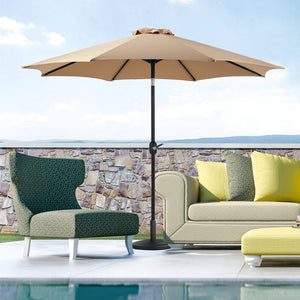 CONCETTA 9FT Outdoor Patio Umbrella, Outdoor Table Umbrella, Yard Umbrella,Easy Push Button Tilt and Crank, 8 Sturdy Fiberglass Ribs Heavy-Duty Pool Umbrella for Deck, Backyard