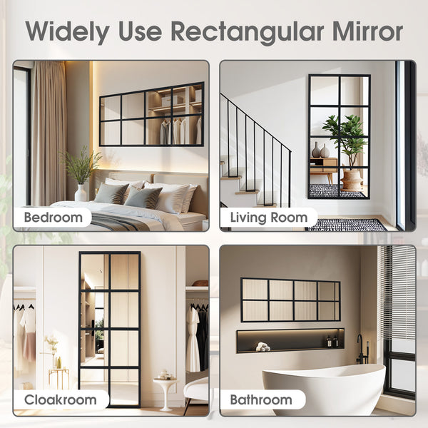 CONCETTA Wall Mirror, Window Decoration, Metal Framed Wall-Mounted for Bedroom, Living Room, Entryway, Black