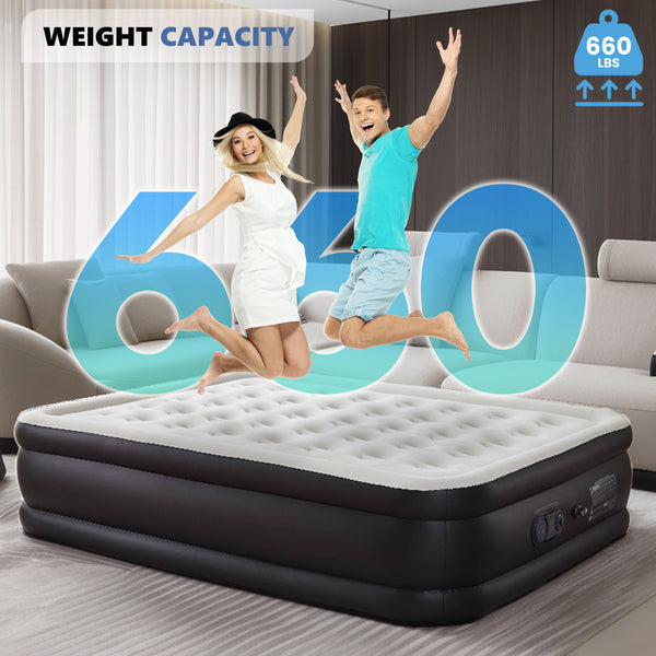 SHOUFTW Air Mattress with Built in Pump, 600LBS Weight Capacity for Camping, Home, Guests