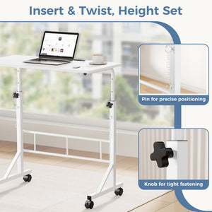 CONCETTA Adjustable Height Mobile Standing Desk with Wheels, 16"x31.5" Small Rolling Computer Desk for Home Office