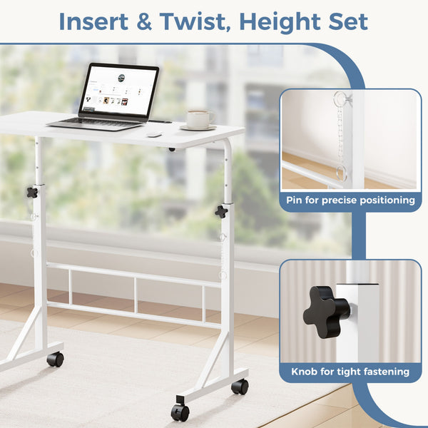 CONCETTA Adjustable Height Mobile Standing Desk with Wheels, 16"x31.5" Small Rolling Computer Desk for Home Office