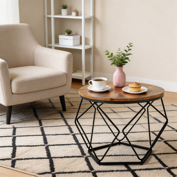 CONCETTA Small Round Coffee Table Set of 2, Nesting Side Tables for Living Room or Bedroom, Modern Accent End Tables
