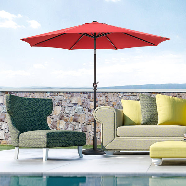 CONCETTA 9FT Outdoor Patio Umbrella, Outdoor Table Umbrella, Yard Umbrella,Easy Push Button Tilt and Crank, 8 Sturdy Fiberglass Ribs Heavy-Duty Pool Umbrella for Deck, Backyard