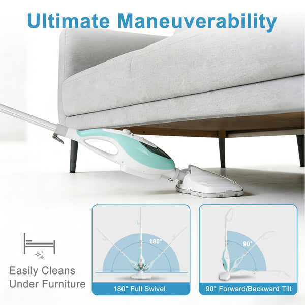 CONCETTA Steam Mop 1550W, Detachable Handheld Cleaner with 16FT Cord, 2 Washable Pads, Multi-Purpose for Hardwood, Carpet, Tile, Grout, Windows,