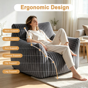 CONCETTA Bean Bag Chair, Bean Bag Sofa with High Rebound Foam Filling, Soft and Durable Lounge Chair for Living Room, Bedroom and Dorm