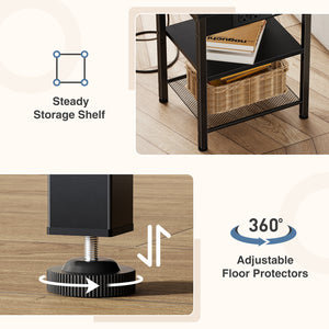 CONCETTA 3 Tier Nightstand with Charging Station, Bedside End Table for Bedroom Living Room