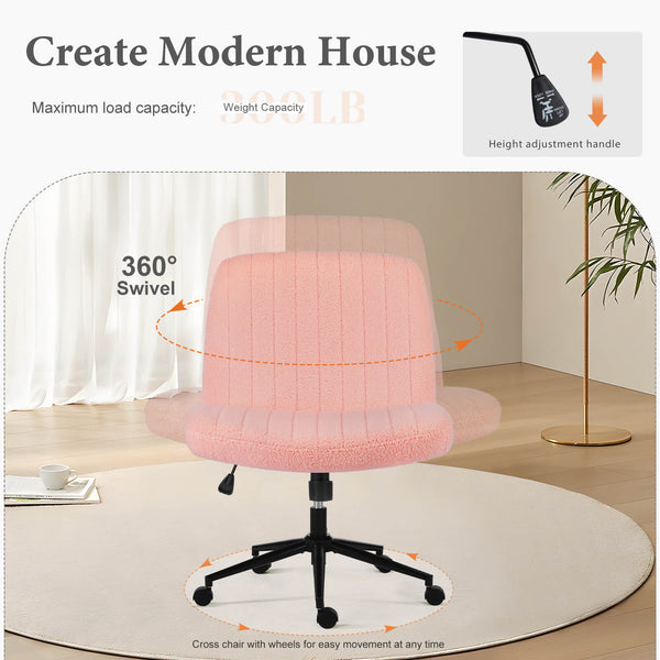 CONCETTA Cross-legged chair without armrests, with wheels, swivelling, height-adjustable vanity chair, office chair, can be used with fabric dresser