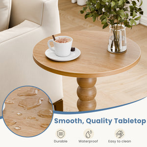 CONCETTA Modern Round Side Table, Accent End Table with Solid Wood Spindle, Small Drink Table for Living Room, Bedroom, Couch, Office