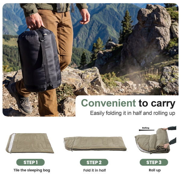 CONCETTA Lightweight Double Sleeping Bag for Adults in Cold & Warm Weaher, Waterproof & Machine Washable for Camping/Backpacking/Hiking