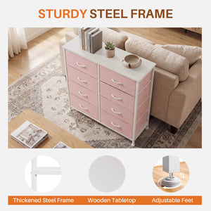 CONCETTA 8-Drawer Fabric Dresser, Storage Organizer Cabinet for Living Room, Bedroom, Office