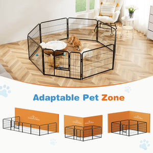 CONCETTA Dog Playpen - Collapsible Portable Pet Pen, High Metal Sport Puppy Pen with Gate for Garden, Patio, RV Camping