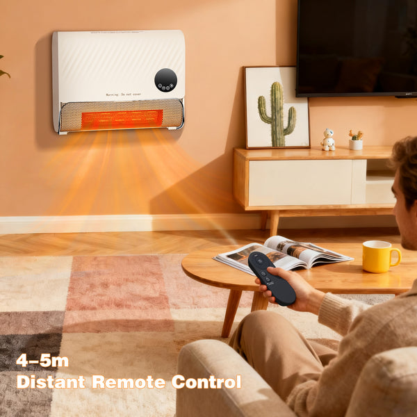 Electric Wall Heater 1500W with Thermostat and 12-Hour Timer, Ideal for Bedrooms
