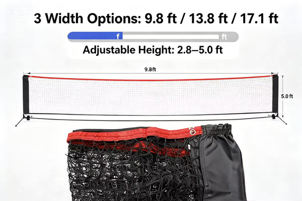 CONCETTA Badminton & Small Pickleball Net - 3/4.2/5.2M Widths, Adjustable 85-153cm Height, Foldable with Carry Bag for Backyard/Indoor/Outdoor Games