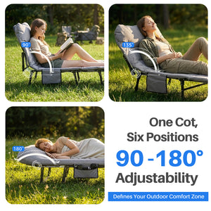 CONCETTA 71 Inch Camping Cot Extra Wide, Heavy-Duty Oxford Fabric, Portable Folding Sleeping Bed