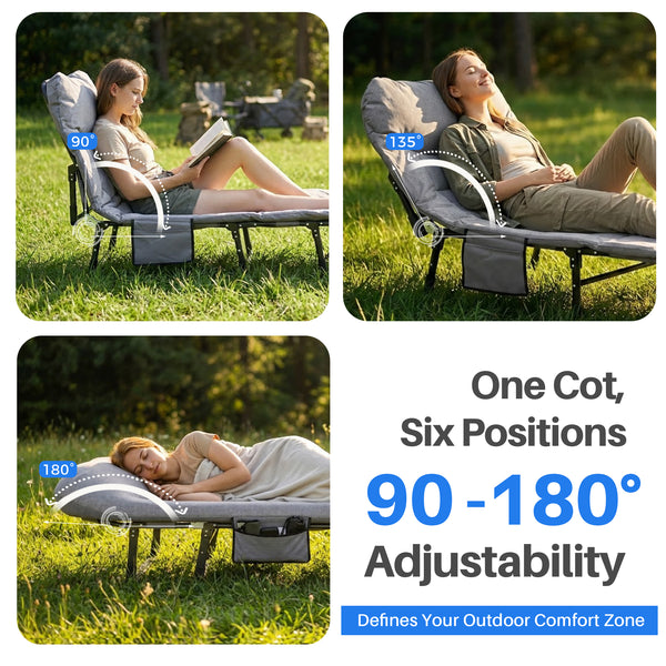 CONCETTA 71 Inch Camping Cot Extra Wide, Heavy-Duty Oxford Fabric, Portable Folding Sleeping Bed