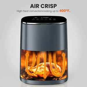 CONCETTAAir Fryer 12-in-1, Compact & Large 6-Qt with Window Square Air Fryer, Roast, Reheat, Dehydrate, Bake, Steam with 400F