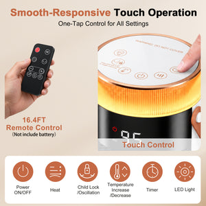 CONCETTA 25" Tower Space Heater,1500W Electric Heater with Remote,15H Timer,Child Lock,60° Oscillation,for Indoor, Living Room, Bedroom, Office & Home