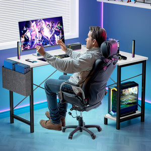 CONCETTA L-Shaped Computer Desk - 50" Corner Gaming Table with Console Shelf and Side Storage Pocket for Office, Bedroom, Living Room