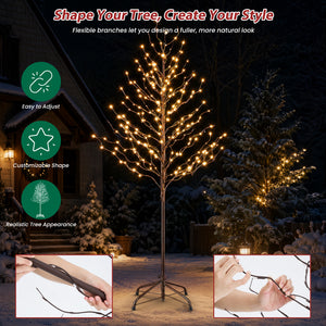 CONCETTA Lighted Star Tree, Christmas Tree with Warm White LED Lights, Adjustable Branches for Indoor Outdoor Yard Porch Decor