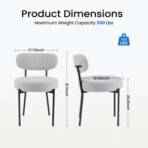 CONCETTA Dining Chair Set of 4 Modern Upholstered Fabric Chairs with Metal Legs for Kitchen Living Room Dining Room