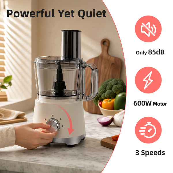 CONCETTA 12-Cup Food Processor & Vegetable Chopper, Stack & Snap Design, 450W 2-Speed Motor, Stainless Steel Blades, BPA-Free Bowl