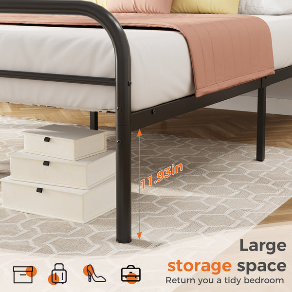 CONCETTA Metal Platform Bed Frame with Rounded Base & Protective Footpads, Underbed Storage, No Box Spring Needed for Bedroom
