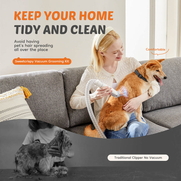 JOINSUN Vacuum Pet Grooming Kit 5 in 1-Professional Clippers, Mulifunctional Grooming Tools for Dogs Cats and Other Animals