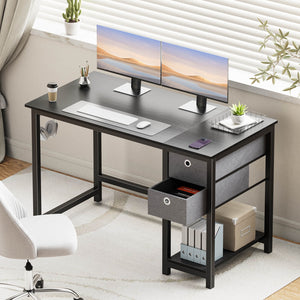 CONCETTA Computer Desk -40/47/55 inch Desk Study Desk with 2 Drawer Storage Shelf Headphone Hook for Bedroom, Game Room, Office, Living Room